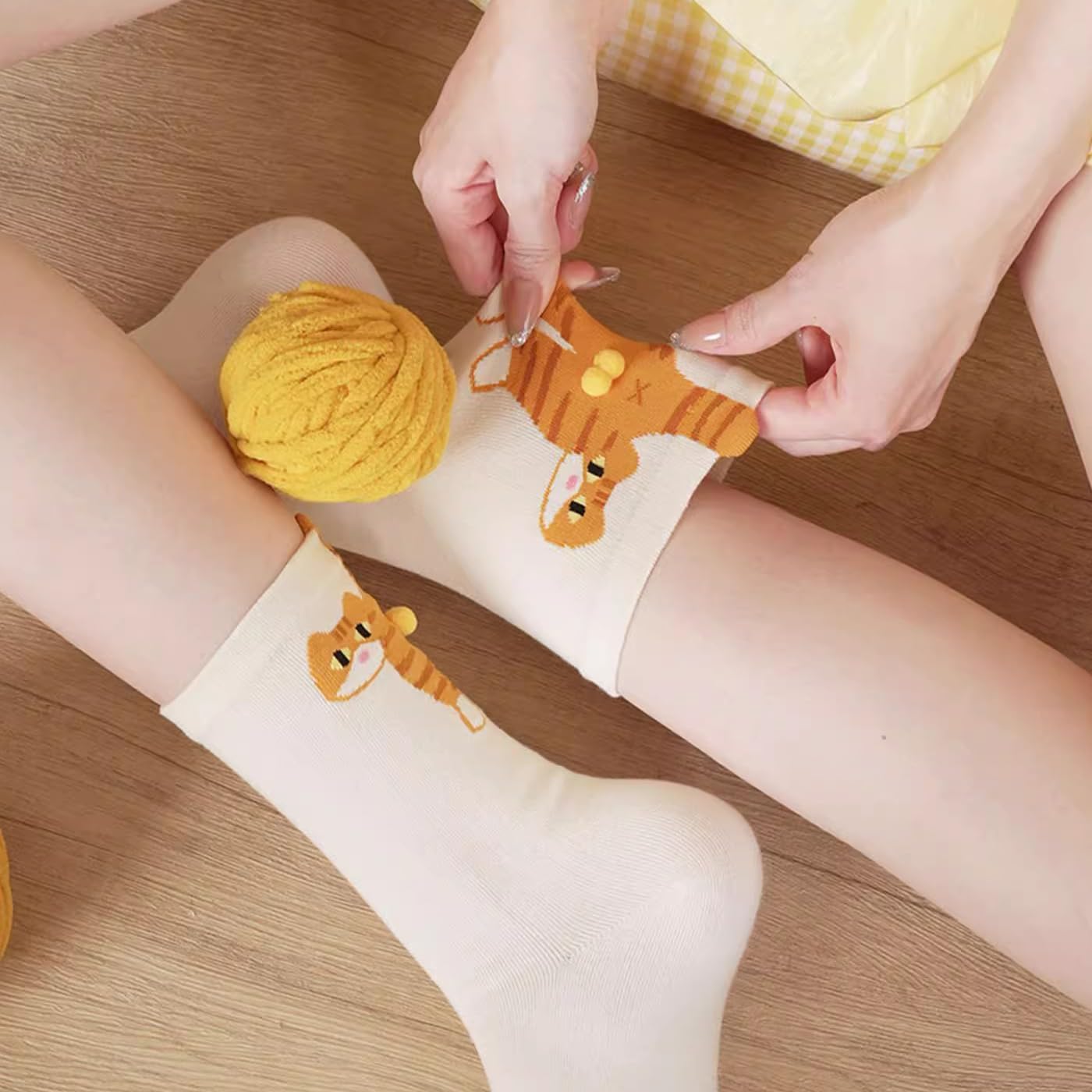 Cat Socks with Balls Cute Funny Hilarious Novelty Cotton Cat Socks for Women Men Halloween Christmas Gift 2Pairs - Image 3