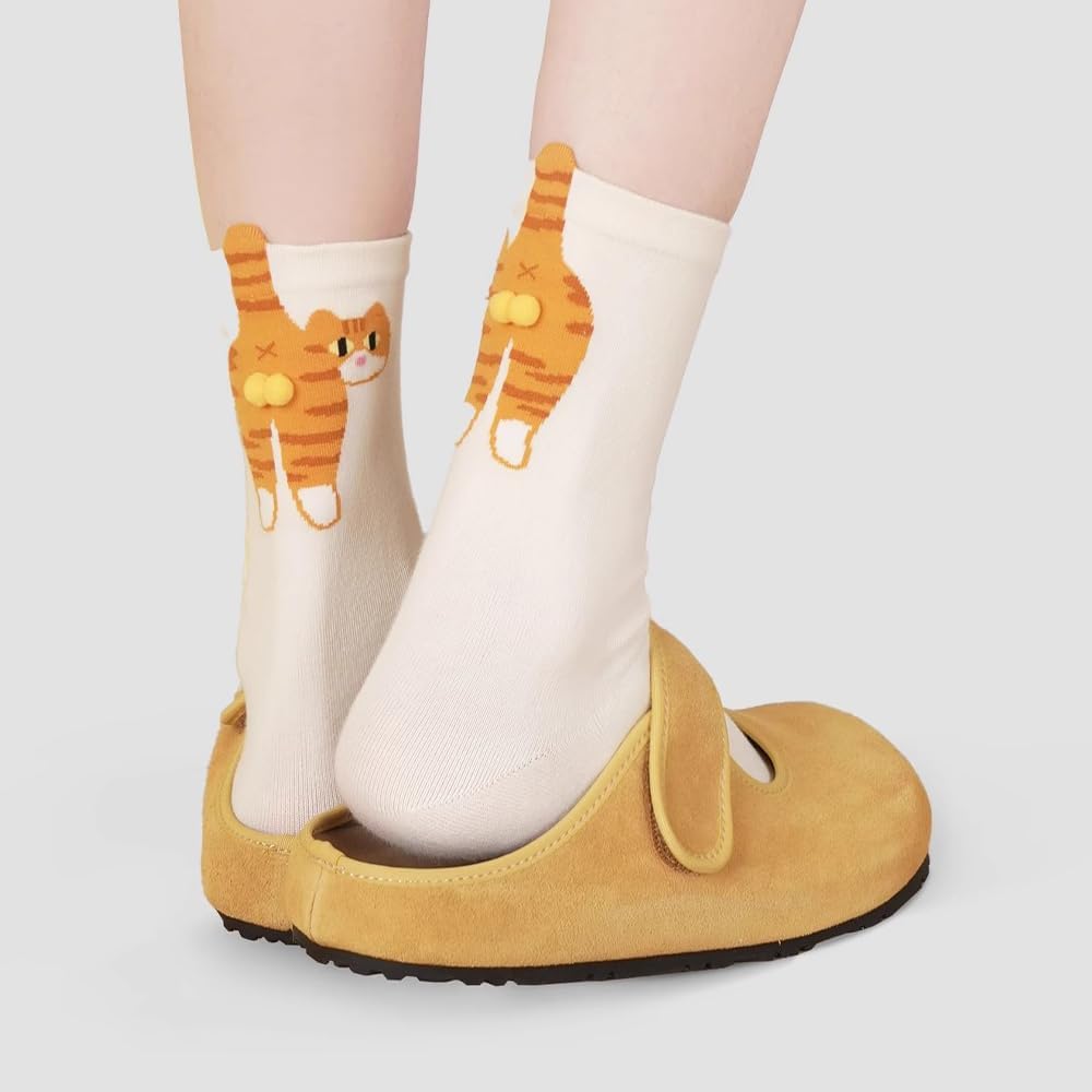 Cat Socks with Balls Cute Funny Hilarious Novelty Cotton Cat Socks for Women Men Halloween Christmas Gift 2Pairs - Image 4